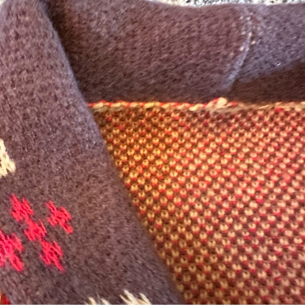 Western Aztec Shaw Collar Cowichan Knit Traditional Button Front Sweater Coat - Picture 6 of 7